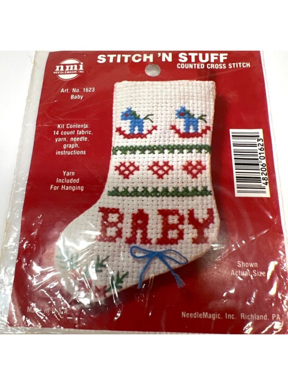 Stitch N Stuff Baby Stocking Cross Stitch Kit - NeedleMagic Inc - 14 Count